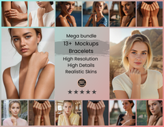 Pack of 13+ Bracelet Mockup to Showcase Jewelry on High-Resolution Women’s Hand with sharp and realistic skin textures for Brand Visuals