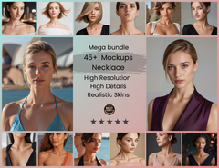 Pack of 45+ Necklace Mockup to display Your Necklace & Chains on Beautiful, Consistent and Unique Woman model Images for Brand Visuals