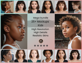 Pack of 25+ Kids Mockup to Showcase Necklaces and Earrings on High-Resolution model images with realistic skin textures for Brand Visuals