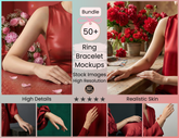 Bundle of 50+ Valentine's Day Mockup | Stock Image to Showcase Ring & Bracelet on Realistic High-Resolution Women’s Photo (Digital Download)