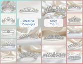 TR_001 : Creative Concept, 550+ Tiarra Jewelry Collection, Spiked Geometrics & Swirling Florals: A Crown of Ethereal Diamond Tiara Designs
