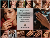 Pack of 24+ Ring Mockup to Visualize your Rings on High-Resolution Women’s Hand with sharp and realistic skin textures for Brand Visuals