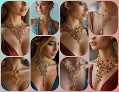 NK_007 : Creative Concept, 700+ Necklace Design Collection – Statement Necklaces, Floral and Botanical Motifs, Cascading or Layered Structure, Lace or Filigree Designs