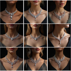 NK_004 : Creative Concept, 700+ Necklace Design Pack  – Feather/Leaf Motifs, Wingspan or V-Shape, Cascading Structure Necklaces