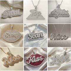 HH_001 : Creative Concept, 800+ Hip-Hop Jewelry Collection – Sassy Lips & Zebra Bars: An Iced-Out Lineup of Custom Hip-Hop Diamond Word Pendants