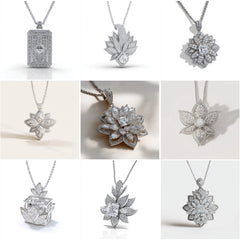PN_001 : Creative Concept, 1200+ Pendant Design Collection  – Round Floral, Filigree/Lattice Floral, nature-inspired, modern gold and diamonds Pendents