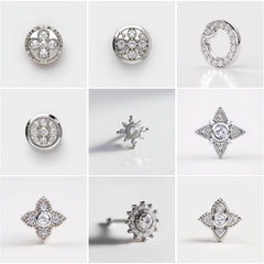 NP_001 : Creative Concept, 1000+ Nose Pin Design Collection  – Square/Rhombus/Diamond-shaped clusters, Modern Geometri, piercing studs