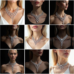 NK_004 : Creative Concept, 700+ Necklace Design Pack  – Feather/Leaf Motifs, Wingspan or V-Shape, Cascading Structure Necklaces