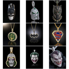 HM_001 : Creative Concept, 800+ Heros & Movies Pendant Collection – Thanos Helmets & Mjolnir Hammers: A Dazzling Array of Superhero Movie Diamond Pendants