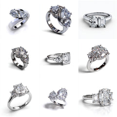 LR_003 : Creative Concept, 1000+ Ladies Rings Designs – Pear Splits & Oval Bypasses: A Delicate Array of Asymmetrical White Diamond Engagement Rings