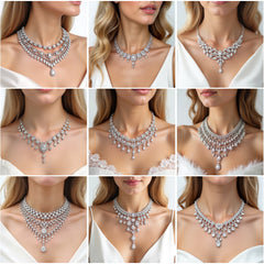 NK_003 : Creative Concept, 700+ Heavy Necklace Design Pack  – Cascading Pear Drops & Filigree Chokers: A Diverse Collection of Luxurious Diamond Bridal Necklaces