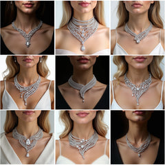 NK_004 : Creative Concept, 700+ Necklace Design Pack  – Feather/Leaf Motifs, Wingspan or V-Shape, Cascading Structure Necklaces