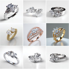 LR_003 : Creative Concept, 1000+ Ladies Rings Designs – Pear Splits & Oval Bypasses: A Delicate Array of Asymmetrical White Diamond Engagement Rings
