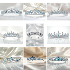 TR_002 : Creative Concept, 650+ Tiarra Jewelry Collection, Amethyst Drops & Sapphire Swirls: A Spectrum of Colored Gemstone Tiara Designs