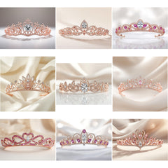 TR_002 : Creative Concept, 650+ Tiarra Jewelry Collection, Amethyst Drops & Sapphire Swirls: A Spectrum of Colored Gemstone Tiara Designs