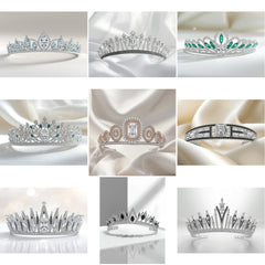 TR_002 : Creative Concept, 650+ Tiarra Jewelry Collection, Amethyst Drops & Sapphire Swirls: A Spectrum of Colored Gemstone Tiara Designs