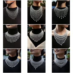 NK_011 : Creative Concept, 700+ Neacklace Jewelry Collection, Fringe Waterfalls & Lattice Bibs: A Scenic Array of Dramatic Diamond Necklace Designs