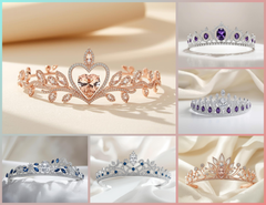 TR_002 : Creative Concept, 650+ Tiarra Jewelry Collection, Amethyst Drops & Sapphire Swirls: A Spectrum of Colored Gemstone Tiara Designs