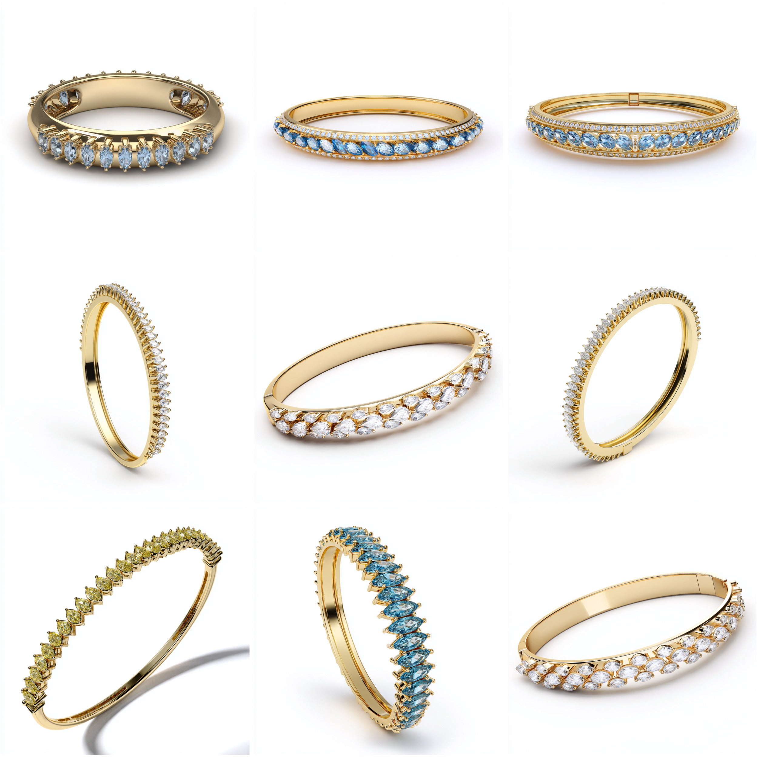 BG_001 : Creative Concept, 700+ Bangles, includes Gemstones, Fancy Diamonds Collection.