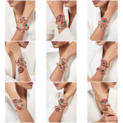 BG_004 : Creative Concept, 550+ Bangles, Luxury Floral Gemstone Bangles – High-End Diamond Cut Ruby & Emerald Cuff Bangles Designer Statement Bangle