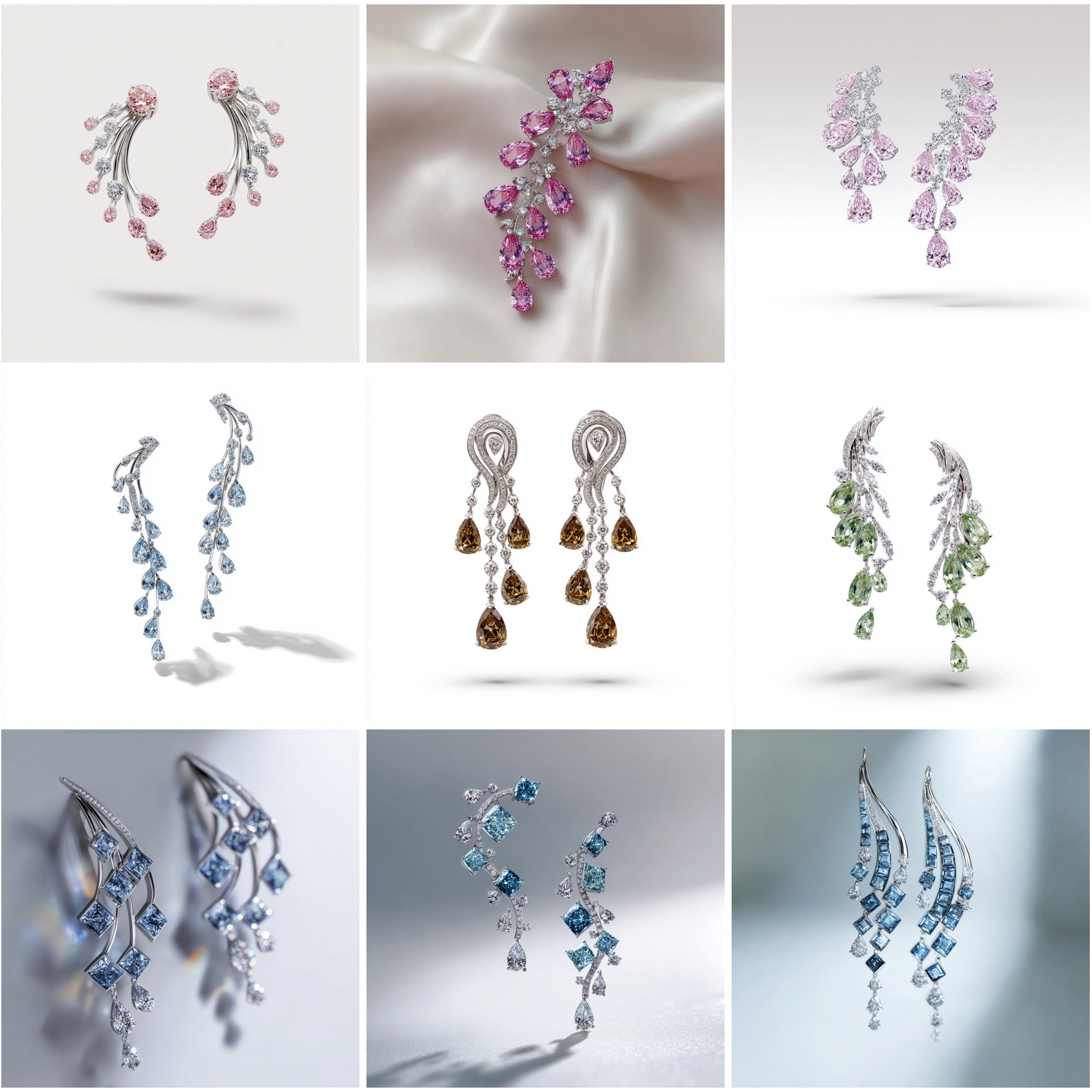 ER_002 : Creative Concept, 850+ Earring,Colored Diamond Earrings – Luxury Multi-Colored Diamond Jewelry