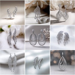 ER_005 : Creative Concept, 800+ Earring, Small Diamond & Pearl Earrings – Elegant Minimalist Jewelry