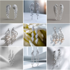 ER_005 : Creative Concept, 800+ Earring, Small Diamond & Pearl Earrings – Elegant Minimalist Jewelry