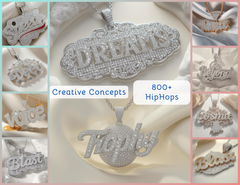 HH_001 : Creative Concept, 800+ Hip-Hop Jewelry Collection – Sassy Lips & Zebra Bars: An Iced-Out Lineup of Custom Hip-Hop Diamond Word Pendants