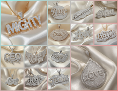 HH_001 : Creative Concept, 800+ Hip-Hop Jewelry Collection – Sassy Lips & Zebra Bars: An Iced-Out Lineup of Custom Hip-Hop Diamond Word Pendants