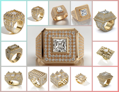 MR_001 : Creative Concept, 350+ Men’s Ring With Gemstone & Solitaire Diamond – Pyramid Towers & Spiked Emerald Cuts: A Bold Collection of Architectural Yellow Gold Diamond Rings