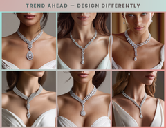 NK_001 : Creative Concept, 700+ Necklace Design Collection  – Pear Drop Pendants & V-Chain Bibs: An Inclusive Gallery of Elegant White Diamond Necklaces