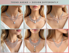 NK_002 : Creative Concept, 900+ Necklace Designs – Pear Drop Elegance & Floral Bibs: A Curated Collection of Timeless White Diamond Bridal Necklaces