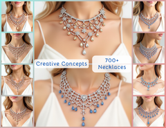 NK_003 : Creative Concept, 700+ Heavy Necklace Design Pack  – Cascading Pear Drops & Filigree Chokers: A Diverse Collection of Luxurious Diamond Bridal Necklaces