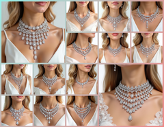 NK_003 : Creative Concept, 700+ Heavy Necklace Design Pack  – Cascading Pear Drops & Filigree Chokers: A Diverse Collection of Luxurious Diamond Bridal Necklaces