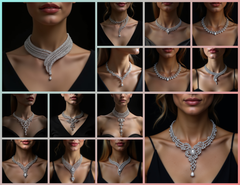 NK_004 : Creative Concept, 700+ Necklace Design Pack  – Feather/Leaf Motifs, Wingspan or V-Shape, Cascading Structure Necklaces
