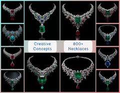 NK_008 : Creative Concept, 800+ Necklace Design Collection  –  Diamond/Gemstone/Ruby/Sapphire/Emerald/Statement Necklaces, Haute Joaillerie, Collar/Bib Necklace