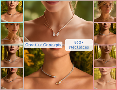 NK_009 : Creative Concept, 800+ Neacklace Jewelry Collection, Serpentine Coils & Arrowhead Drops: A Whispered Collection of Ethereal Diamond Forest Choker Designs