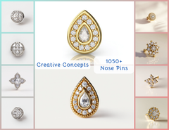 NP_001 : Creative Concept, 1000+ Nose Pin Design Collection  – Square/Rhombus/Diamond-shaped clusters, Modern Geometri, piercing studs