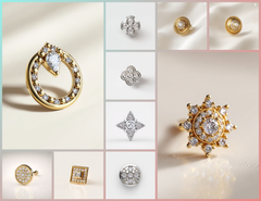 NP_001 : Creative Concept, 1000+ Nose Pin Design Collection  – Square/Rhombus/Diamond-shaped clusters, Modern Geometri, piercing studs