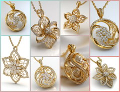 PN_001 : Creative Concept, 1200+ Pendant Design Collection  – Round Floral, Filigree/Lattice Floral, nature-inspired, modern gold and diamonds Pendents