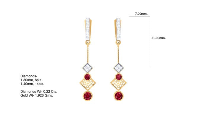 ER90108- Jewelry CAD Design -Earrings, Chain Earrings, Drop Earrings, Color Stone Collection
