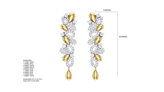 ER90572- Jewelry CAD Design -Earrings, Drop Earrings, Light Weight Collection