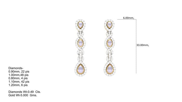 ER90664- Jewelry CAD Design -Earrings, Drop Earrings, Pearl Collection, Light Weight Collection