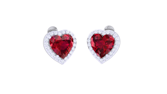 ER90061- Jewelry CAD Design -Earrings, Stud Earrings, Heart Collection, Color Stone Collection