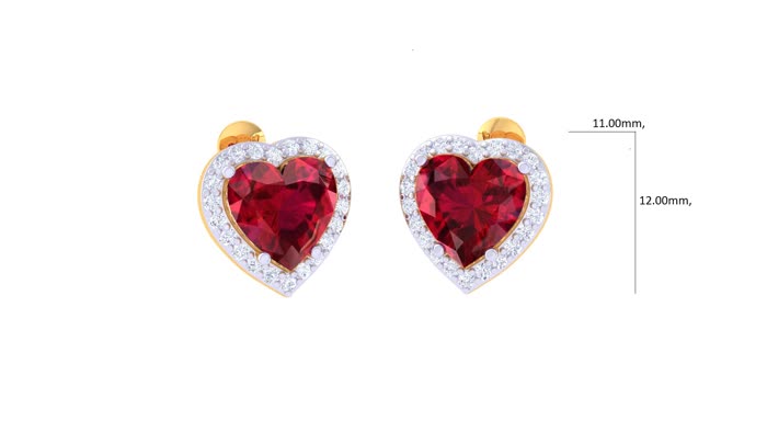 ER90061- Jewelry CAD Design -Earrings, Stud Earrings, Heart Collection, Color Stone Collection