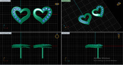 ER90861- Jewelry CAD Design -Earrings, Stud Earrings, Heart Collection