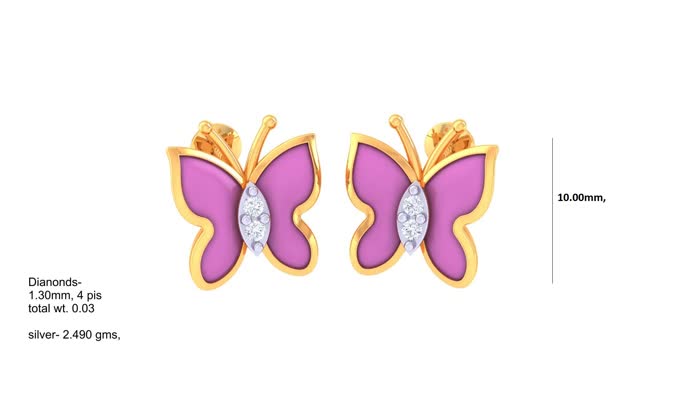 KP90237- Jewelry CAD Design -Kids Jewelry, Kids Earrings, Butterfly Collection, Light Weight Collection