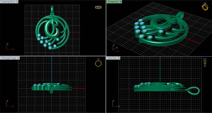 PN91336- Jewelry CAD Design -Pendants, Alphabet Pendants