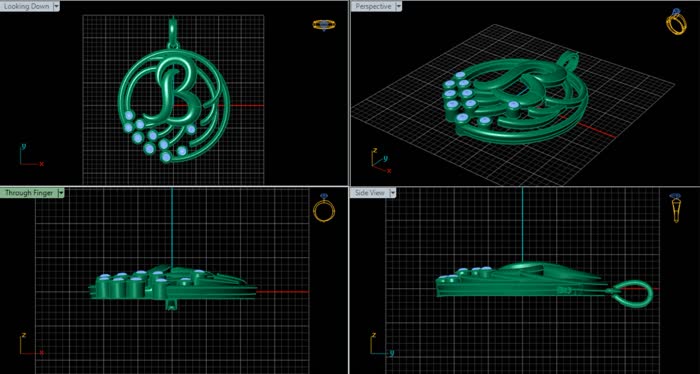 PN91339- Jewelry CAD Design -Pendants, Alphabet Pendants