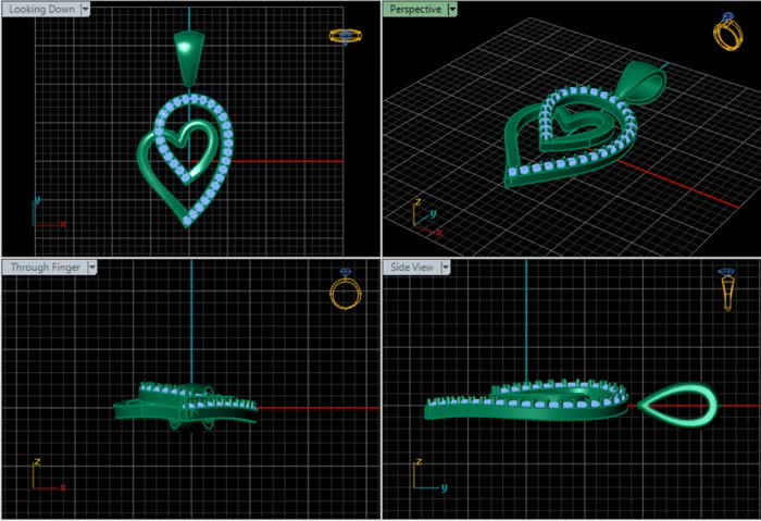 PN91181- Jewelry CAD Design -Pendants, Heart Collection